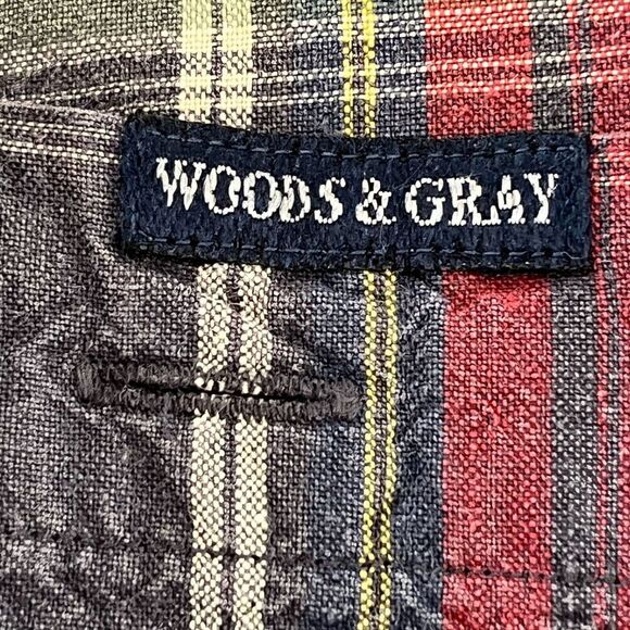Woods &‎ Gray Shirt Mens M Red Plaid Linen Blend Short Sleeve Button Down Top - Picture 10 of 10